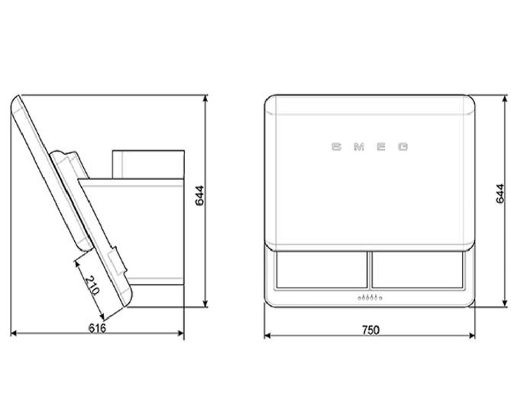 SMEG KFAB75BL Вытяжка настенная,75 см, черная
