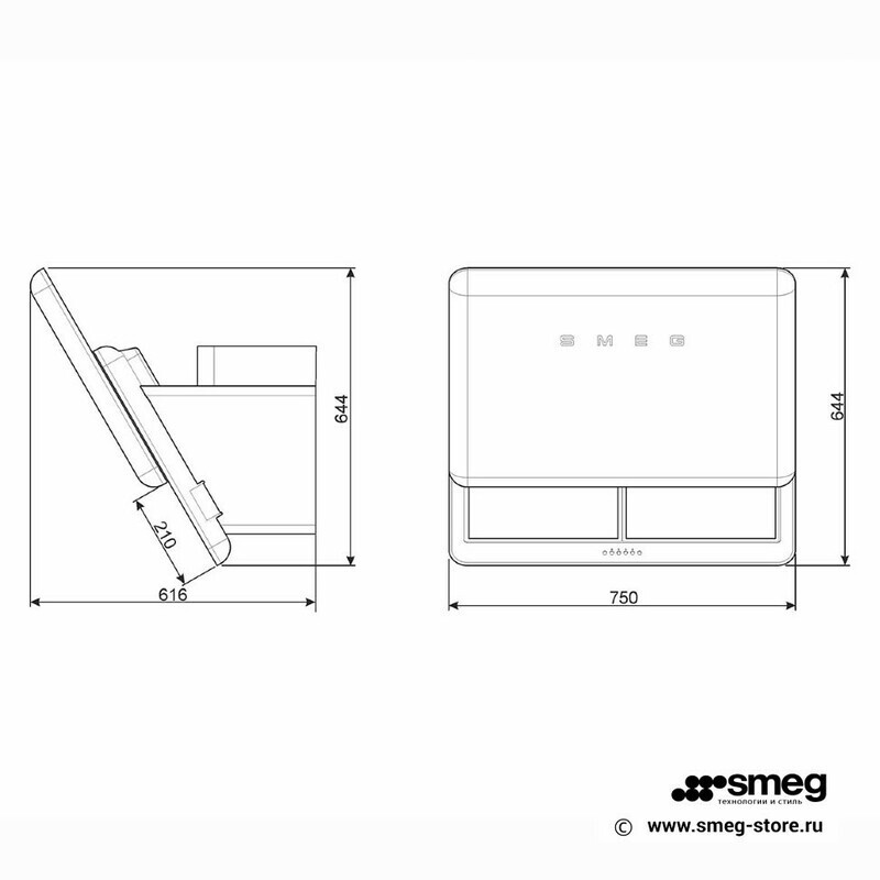 SMEG KFAB75RD Вытяжка настенная,75 см, красная