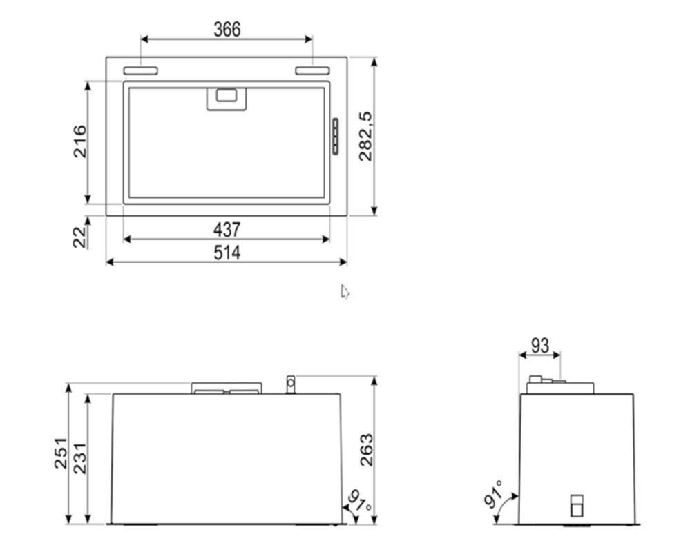 SMEG KSG52HPE Встраиваемая вытяжка, 51,4 см, нержавеющая сталь матовая