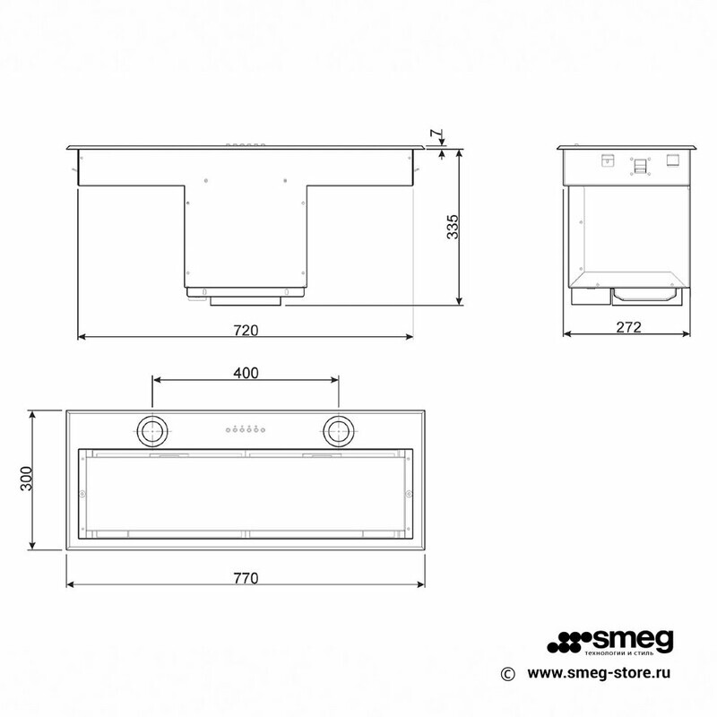 SMEG KSEG78PXE Встраиваемая вытяжка,77 см, нержавеющая сталь.