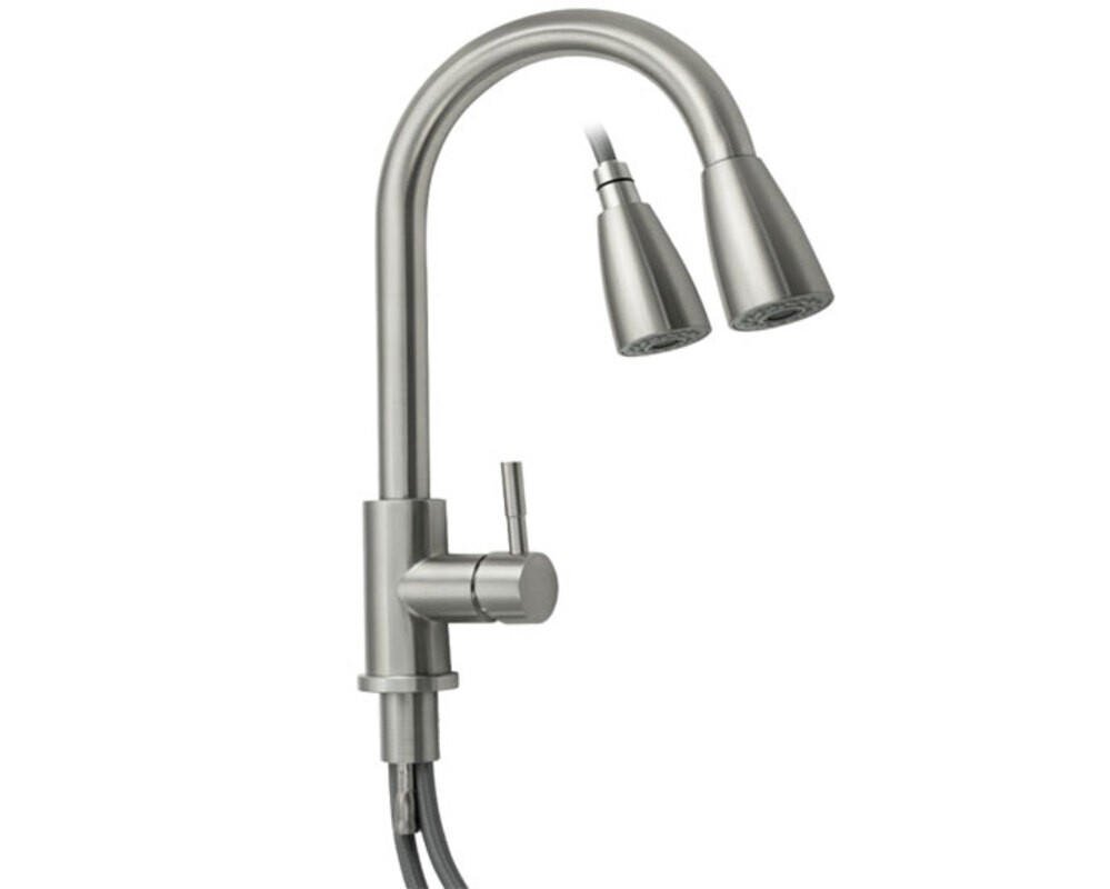 Смеситель 9126 С-образный вытяжной излив, из нерж. стали 304