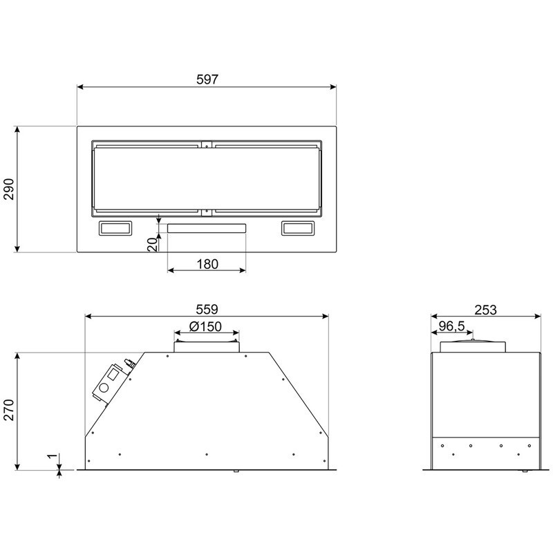 SMEG KSG6P4MB Встраиваемая вытяжка, 59,7 см, цвет чёрный матовый