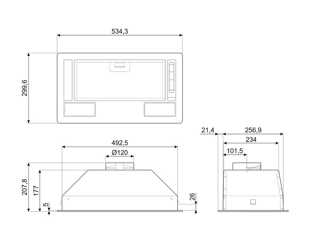 SMEG KSG52HE Встраиваемая вытяжка, 54 см, нержавеющая сталь.