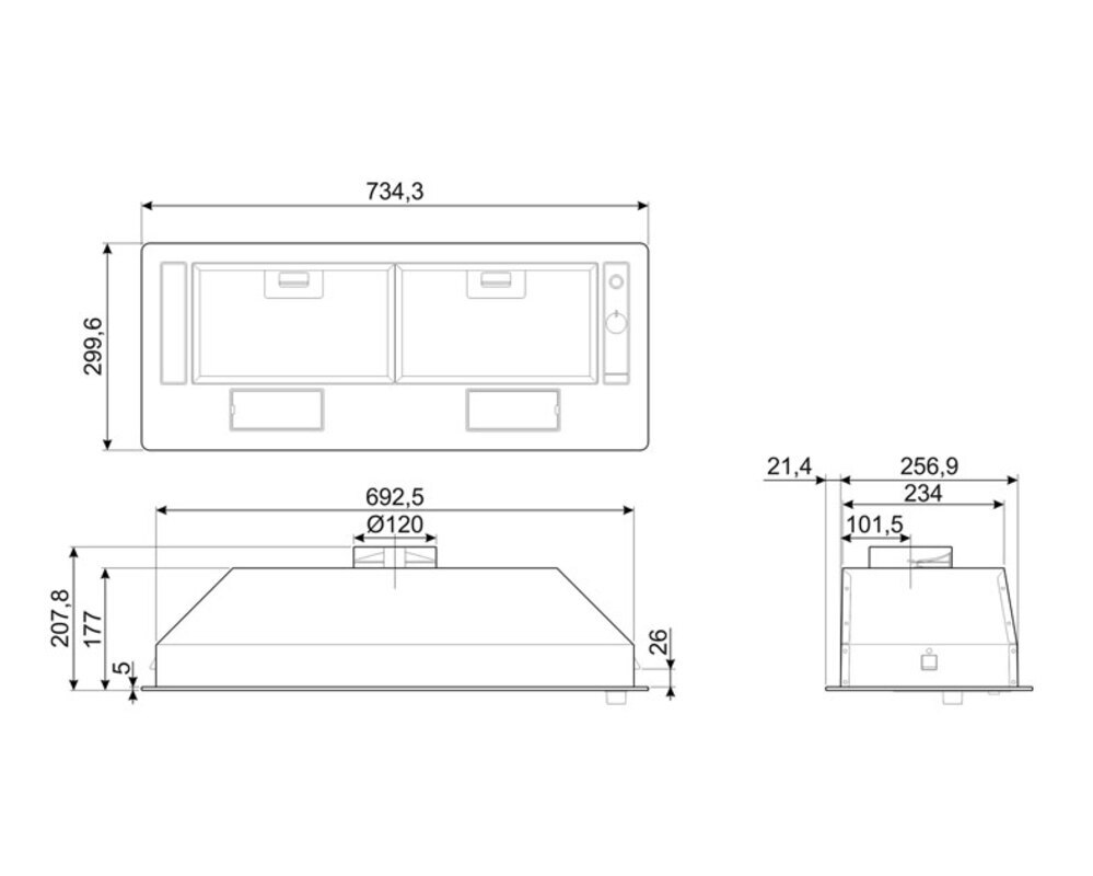 SMEG KSG70HE Встраиваемая вытяжка,73,5 см, серебристый