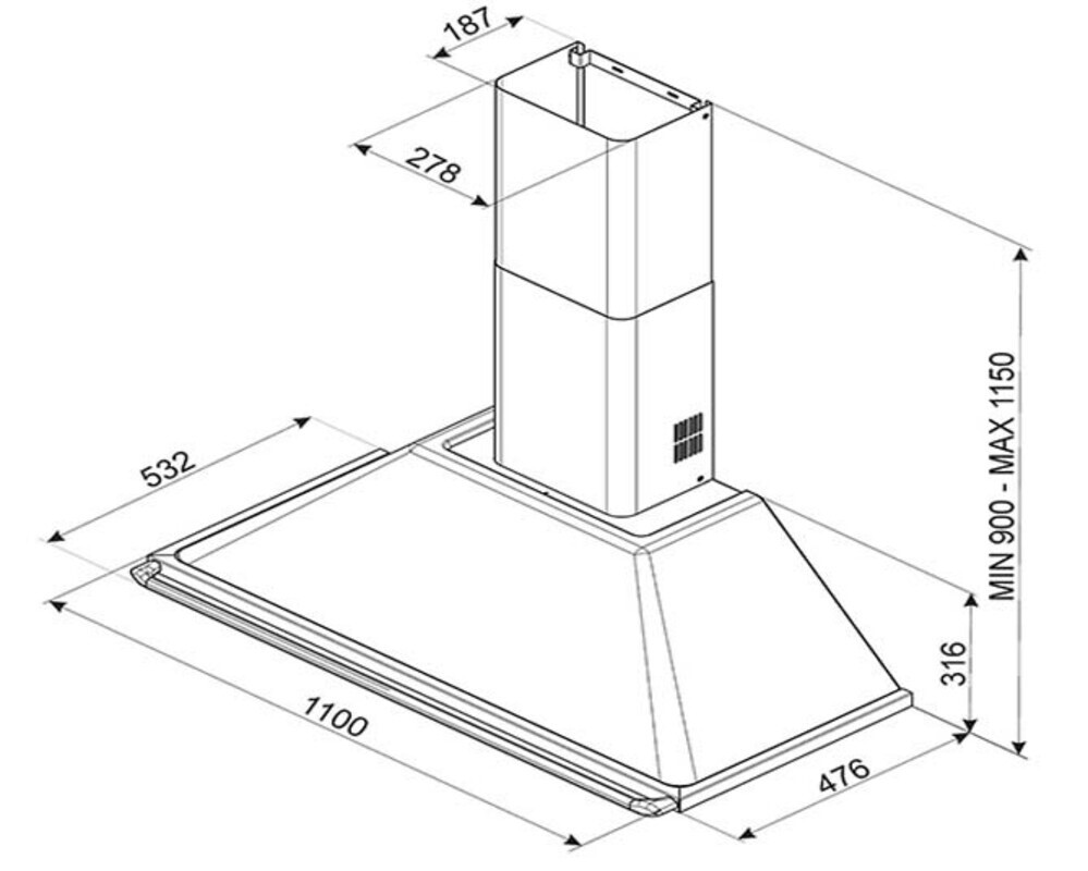 SMEG KT110PE Вытяжка настенная, 110 см,кремовая