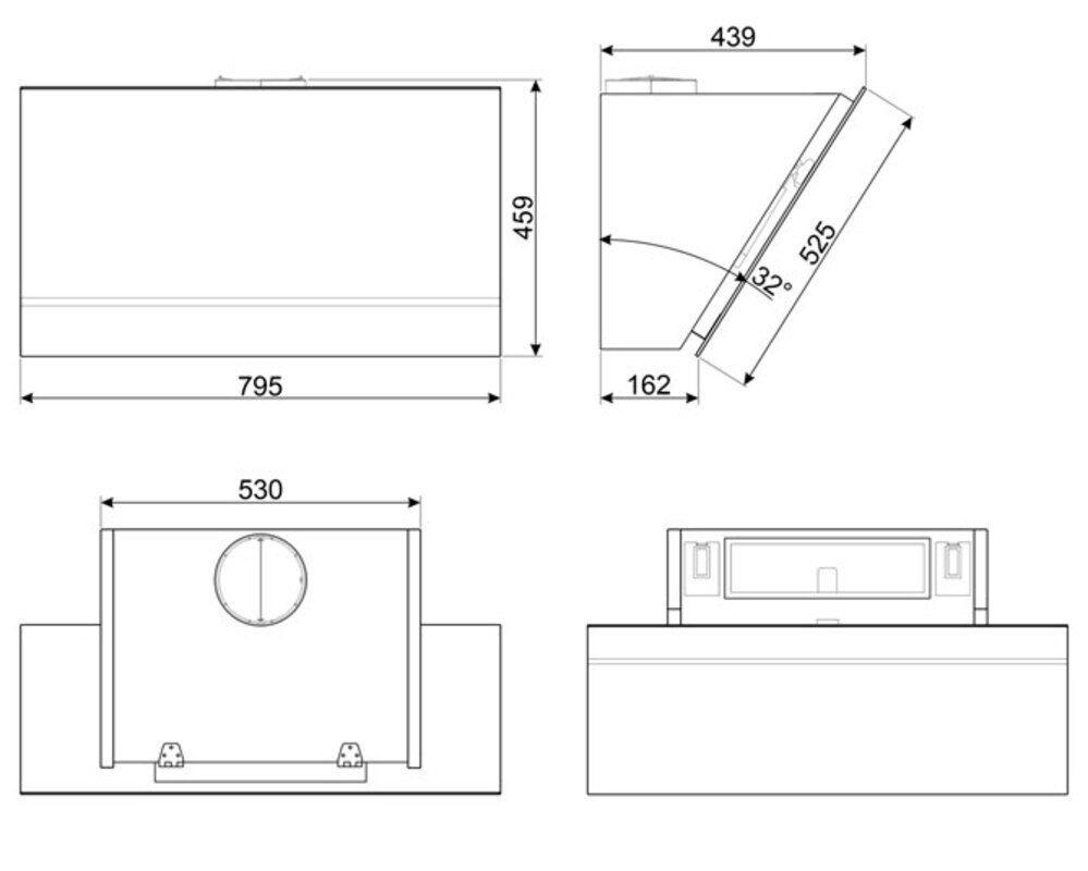 SMEG KV28N Вытяжка настенная, 80 см, черное стекло + нержавеющая сталь.