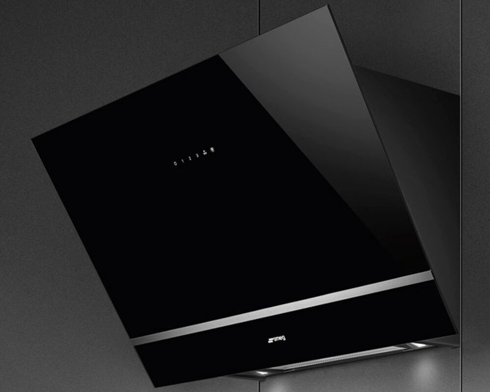 SMEG KV28N Вытяжка настенная, 80 см, черное стекло + нержавеющая сталь.