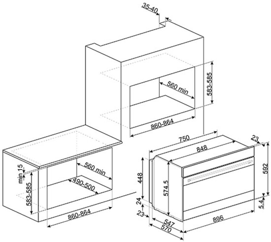 SMEG SFP9302TX Многофункциональный духовой шкаф с пиролизом, 10 функций, 90х60 см, нержавеющая сталь