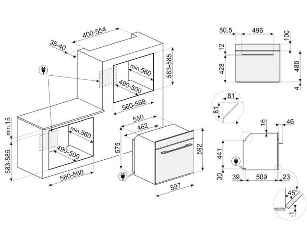 SMEG SO6101S2B3 Многофункциональный духовой шкаф с пароувлажнением, 60 см, 11 функций, чёрное стекло
