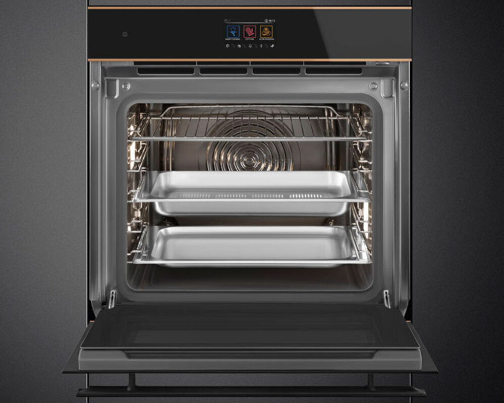 SMEG SO6604S4PNR Многофункциональный духовой шкаф, комбинированный с паром, 60 см, 20 функций, черное стекло Eclipse, медный профиль
