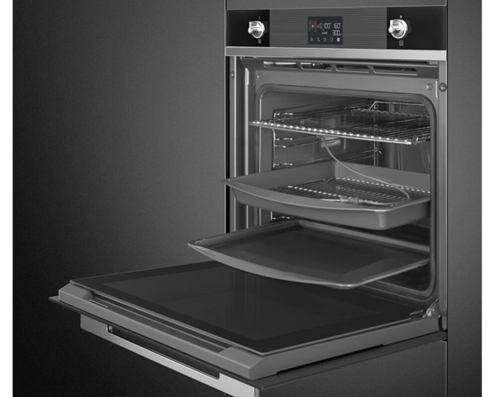 SMEG SOP6101S2B3 Многофункциональный духовой шкаф с пиролизом и пароувлажнением, 60 см, 11 функций, чёрное стекло