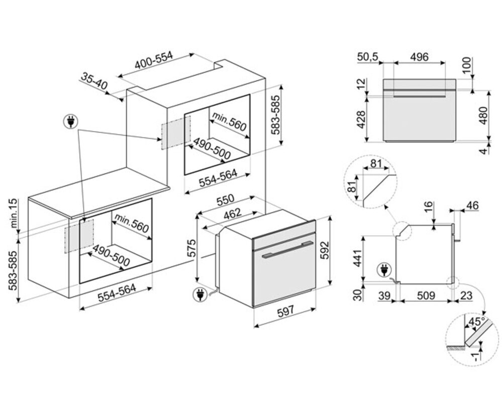 SMEG SOP6101S2B3 Многофункциональный духовой шкаф с пиролизом и пароувлажнением, 60 см, 11 функций, чёрное стекло