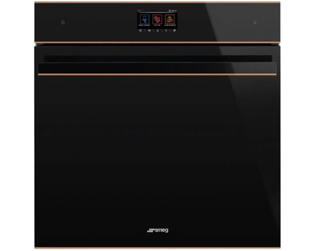 SMEG SOP6604TPNR Многофункциональный духовой шкаф с пиролизом, 60 см, 10 функций, чёрное стекло Eclipse, медный профиль