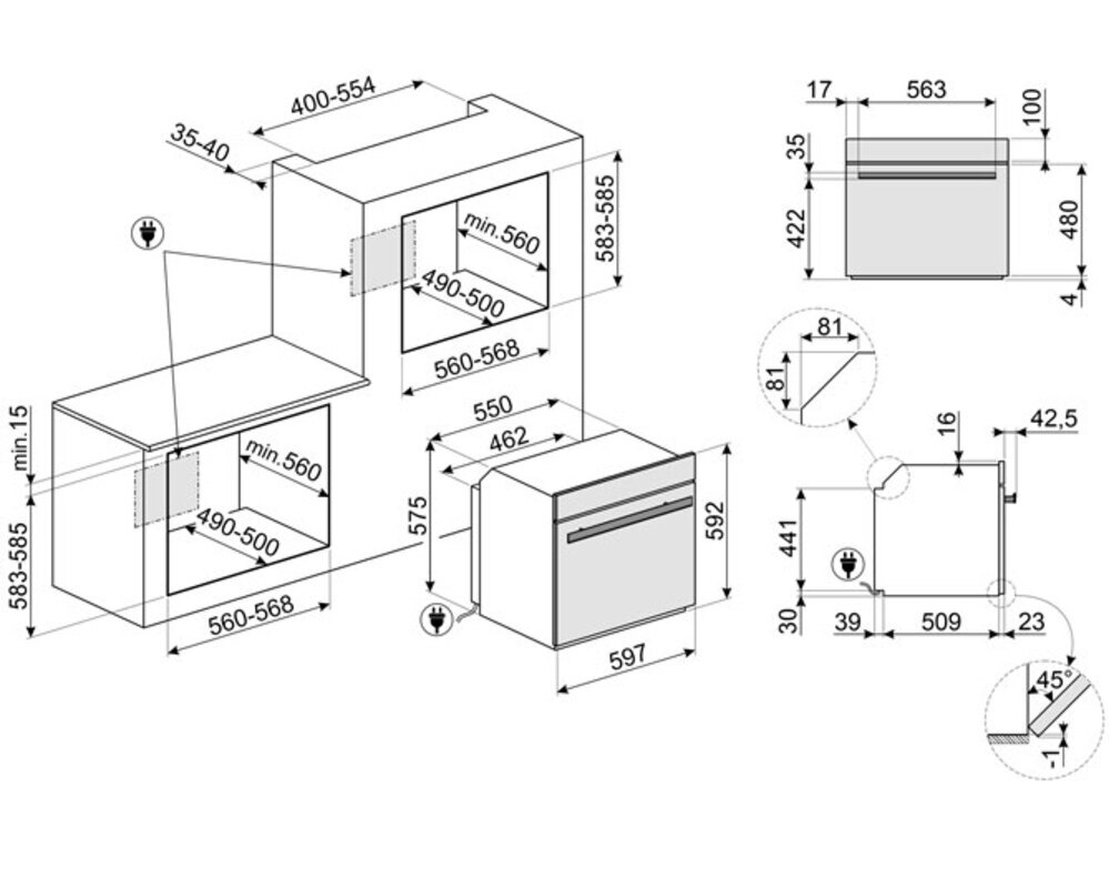 SMEG SOP6604S2PNR Многофункциональный духовой шкаф с пиролизом и пароувлажнением, 60 см, 19 функций, чёрное стекло Eclipse, медный профиль
