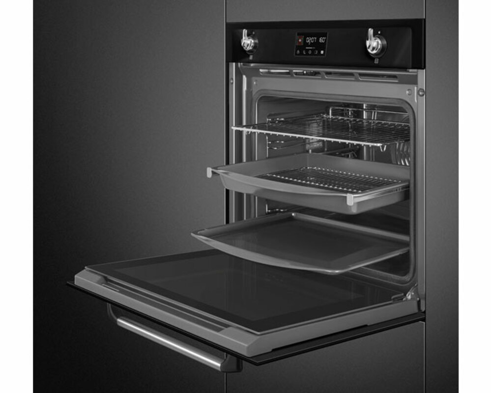 SMEG SOP6902S2PN Многофункциональный духовой шкаф с пароувлажнением и пиролизом, 60 см, 12 функций, цвет чёрный