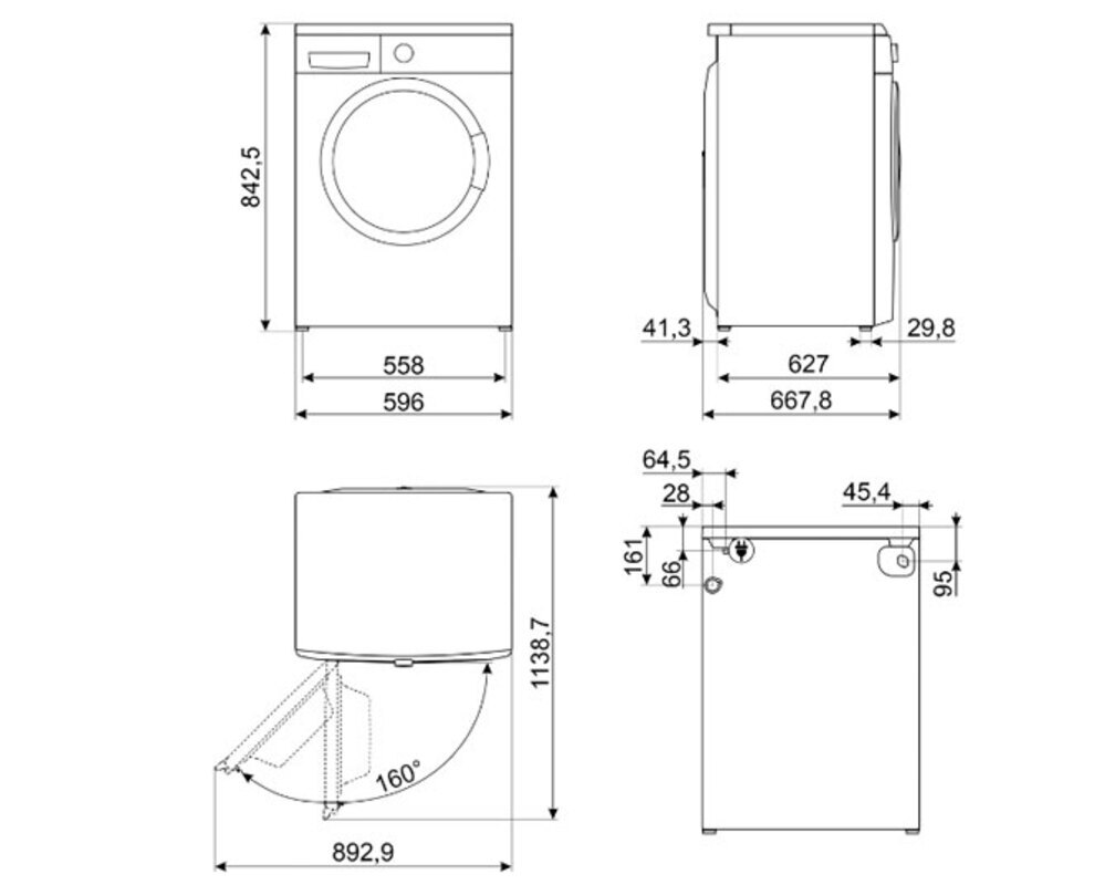 SMEG WM3T24RU Отдельностоящая стиральная машина, глубина 63,2 см, загрузка 12 кг цвет белый