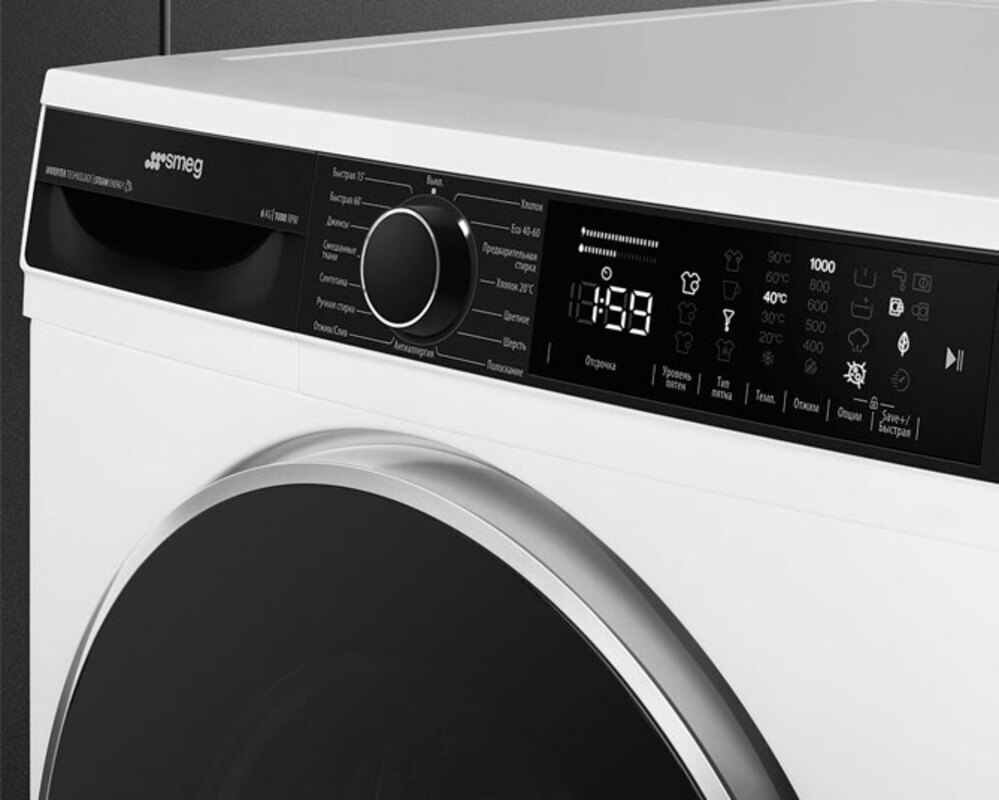 SMEG WM3T60CRU Отдельностоящая узкая стиральная машина, глубина 41,6 см, загрузка 6 кг, цвет белый