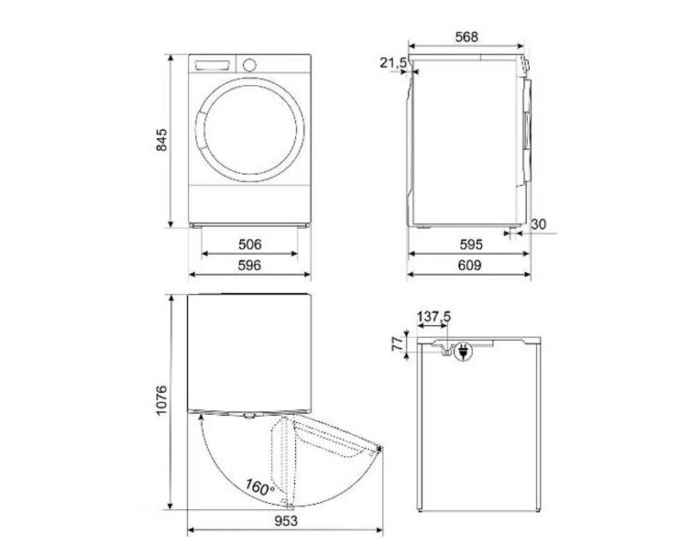 SMEG DT393RU4 Отдельностоящая сушильная машина, 9 кг, 60 см, цвет белый