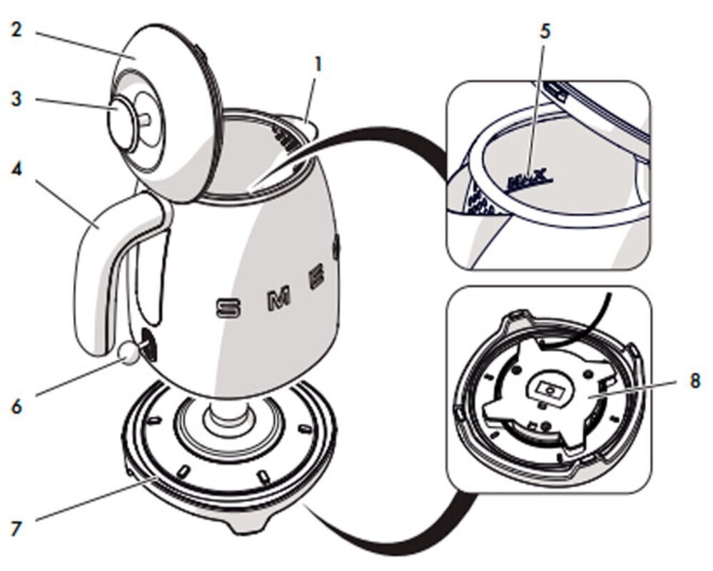 SMEG KLF05BLEU Мини чайник электрический, черный