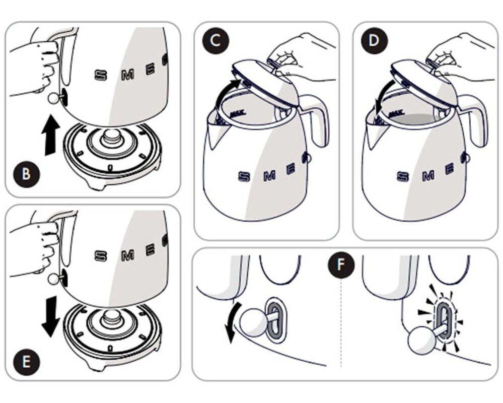 SMEG KLF05BLEU Мини чайник электрический, черный