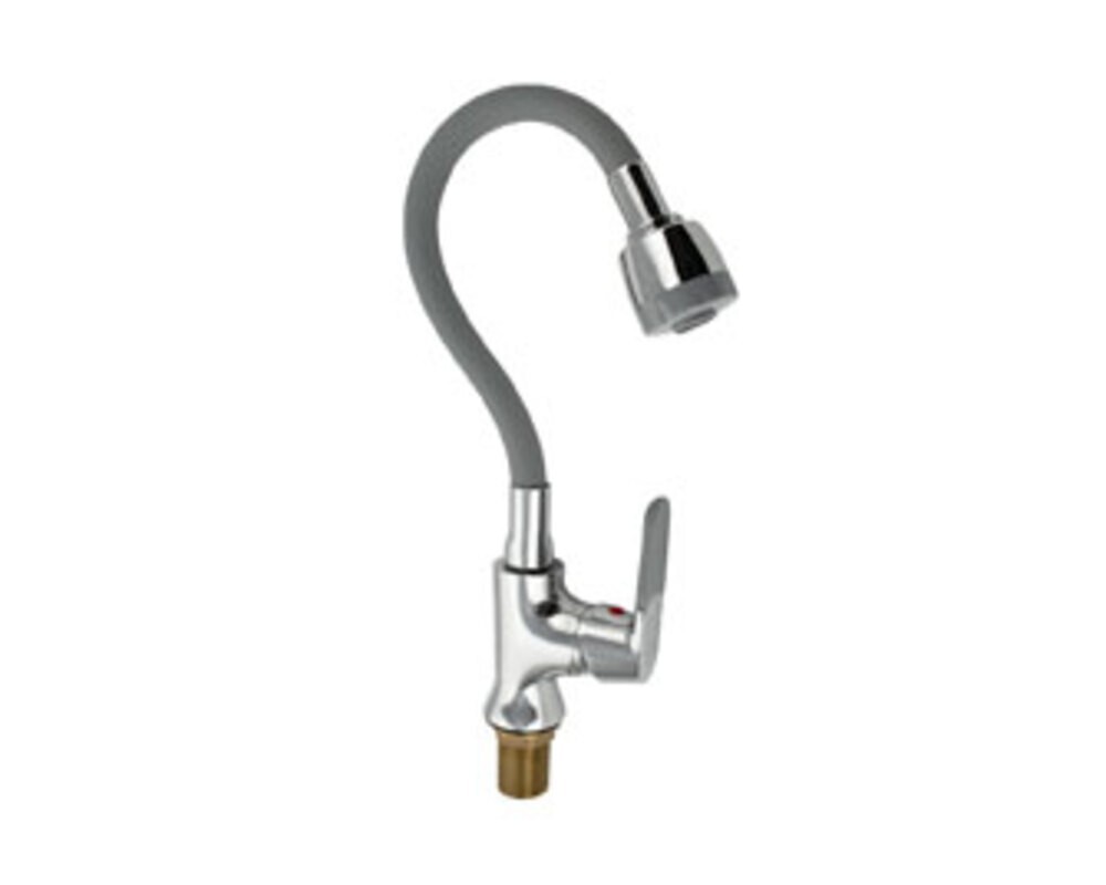 Смеситель МАК 4107, боковой, с гибким изливом СЕРОГО цвета, хром