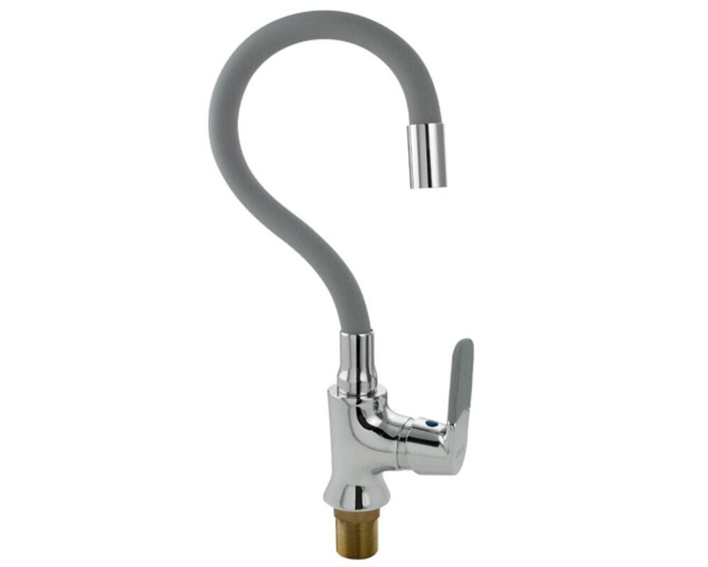 Смеситель МАК 4103, боковой, с гибким изливом СЕРОГО цвета, хром