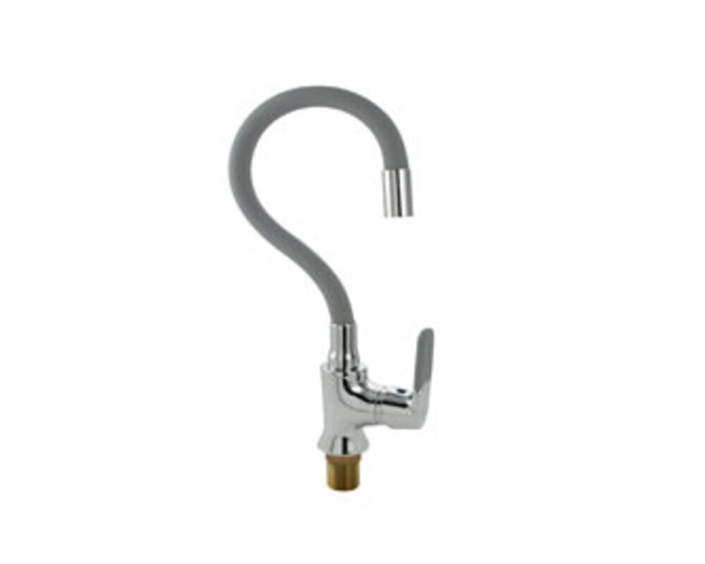 Смеситель МАК 4103, боковой, с гибким изливом СЕРОГО цвета, хром