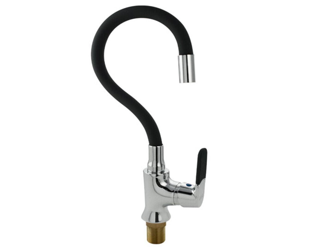 Смеситель МАК 4106, боковой, с гибким изливом ЧЁРНОГО цвета, хром