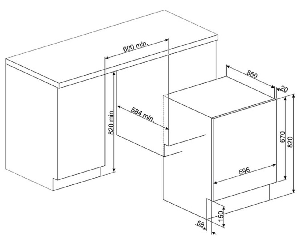 SMEG LSIA127 Встраиваемая стиральная машина с сушкой, 60 см, цвет белый