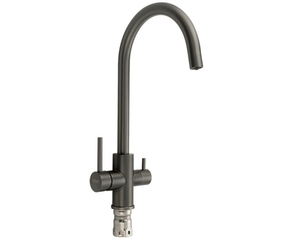 Смеситель 9121 ГРАФИТ С-образный, с подкл. фильтра, из нерж. стали 304