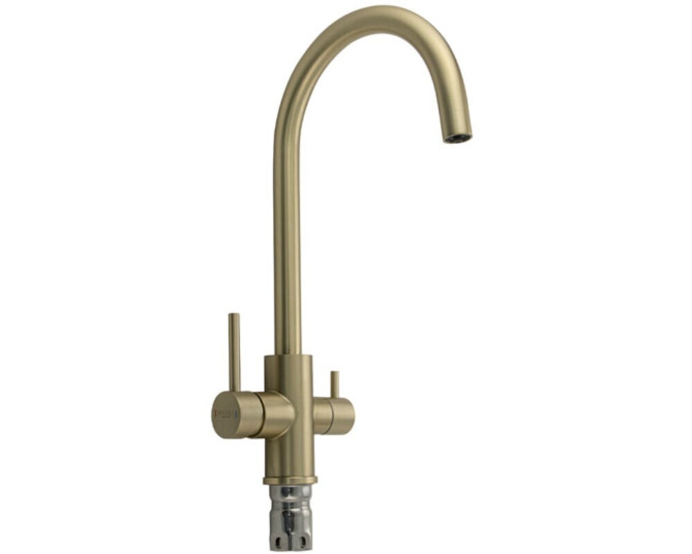 Смеситель 9122 ЗОЛОТО С-образный, с подкл. фильтра, из нерж. стали 304