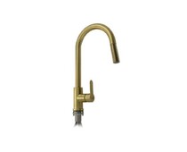 Смеситель 9129 ЗОЛОТО С-образный вытяжной излив, из нерж. стали 304