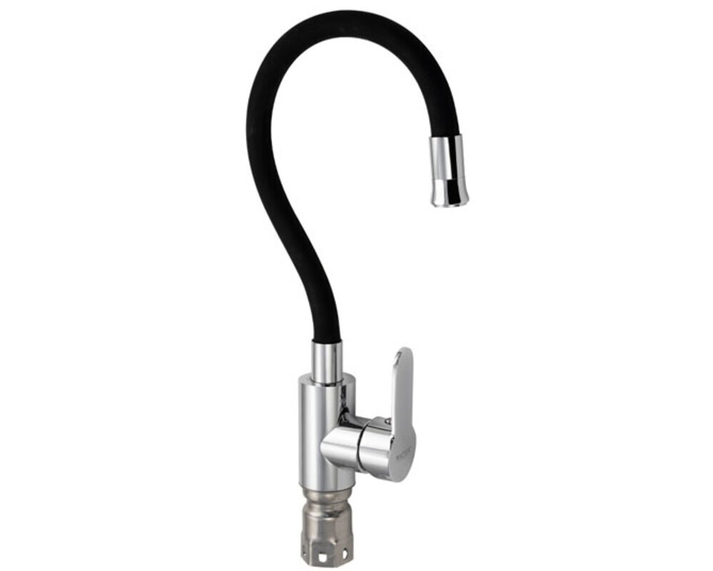 Смеситель MAGNUS 9265 хром, гибкий излив чёрный, из нерж. стали 304