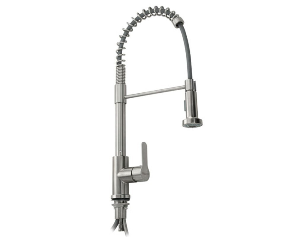 Смеситель MAGNUS 9250 гибкий пружинный излив, нерж.