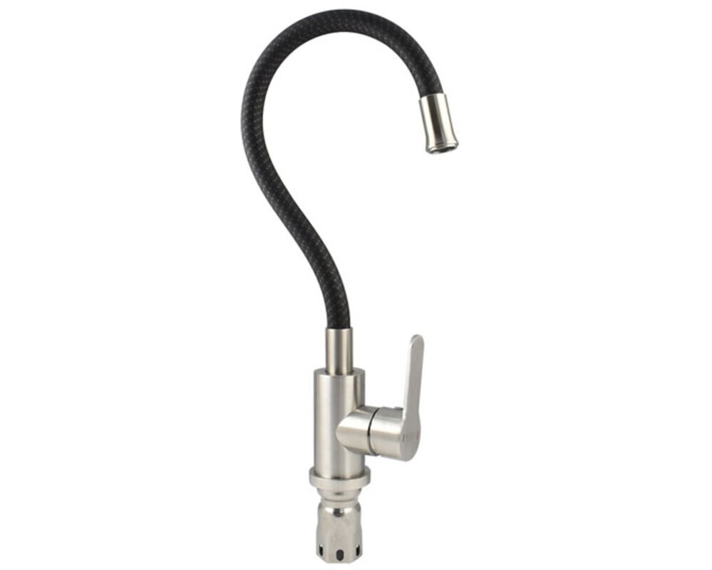 Смеситель MAGNUS 9219 хром, гибкий излив тёмносерый, из нерж. стали 304