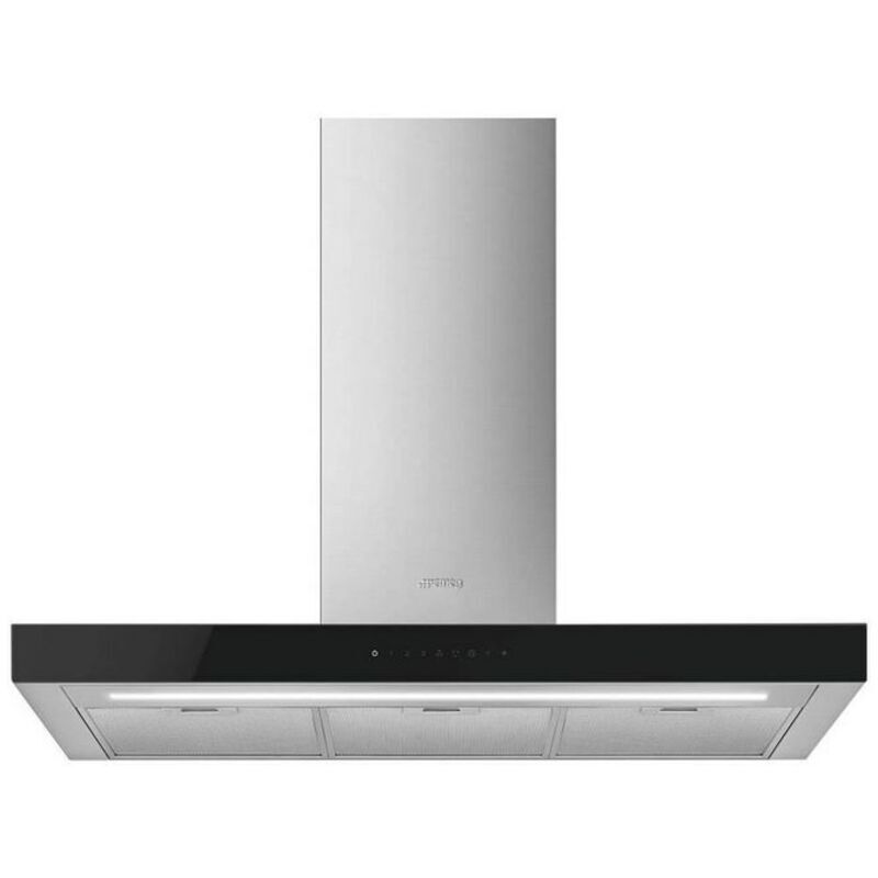 SMEG KBT9L4VN Вытяжка настенная, 90 см, нержавеющая сталь + чёрное стекло