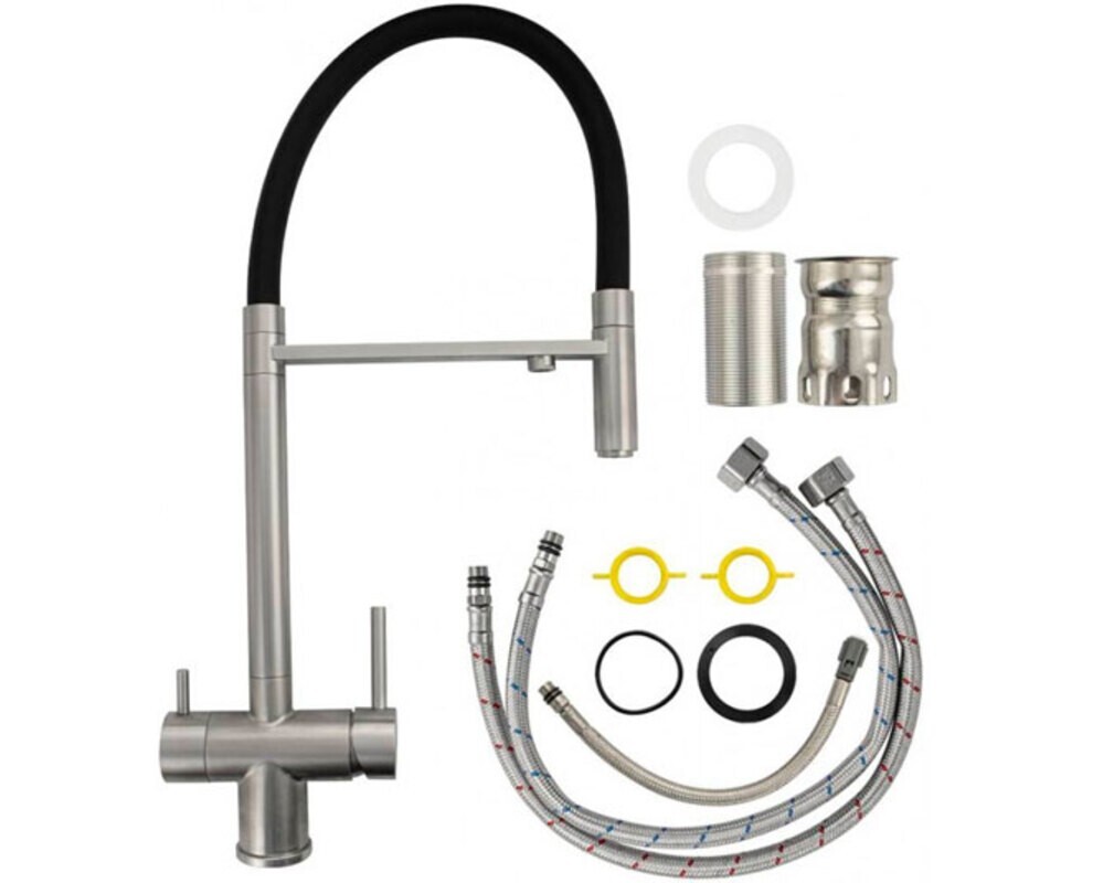 Смеситель 91118 С-образный, с подкл. фильтра, из нерж. стали 304