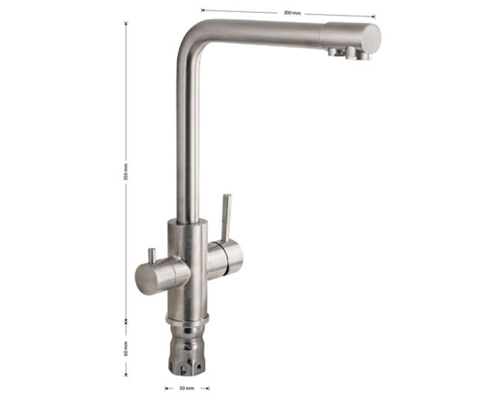 Смеситель 91121 Г-образный, МАТОВЫЙ, с подкл. фильтра, из нерж. стали 304