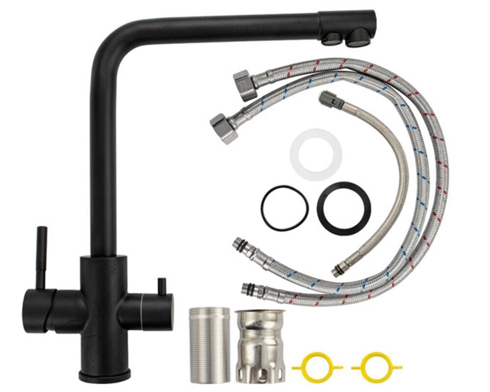 Смеситель 91120 Г-образный, ЧЕРНЫЙ, с подкл. фильтра, из нерж. стали 304