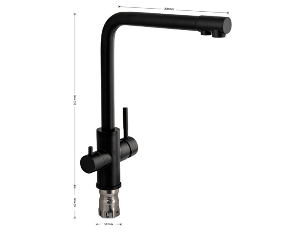 Смеситель 91120 Г-образный, ЧЕРНЫЙ, с подкл. фильтра, из нерж. стали 304