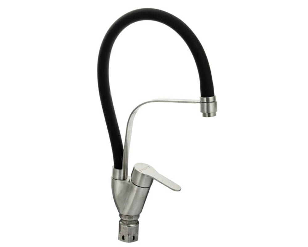 Смеситель MAGNUS 9206 гибкий излив чёрный с фиксацией, из нерж. стали 304