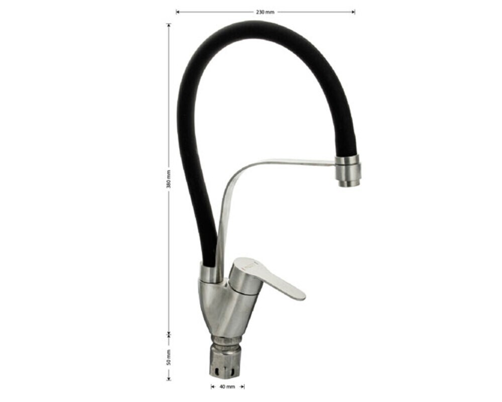 Смеситель MAGNUS 9206 гибкий излив чёрный с фиксацией, из нерж. стали 304