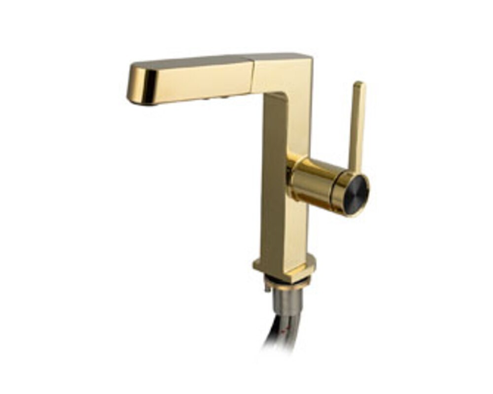 Смеситель кухонный MAGNUS 8230 Г-образный выдвижной, глянцевое золото