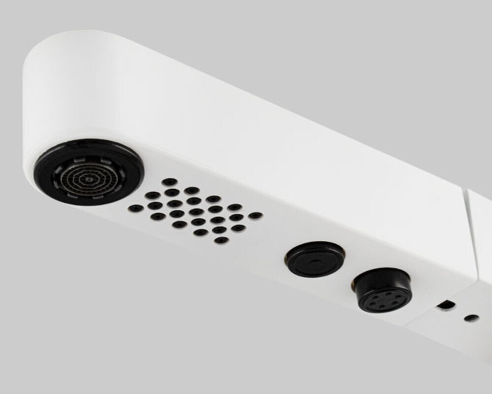 Смеситель кухонный MAGNUS 8233 Г-образный выдвижной, белый