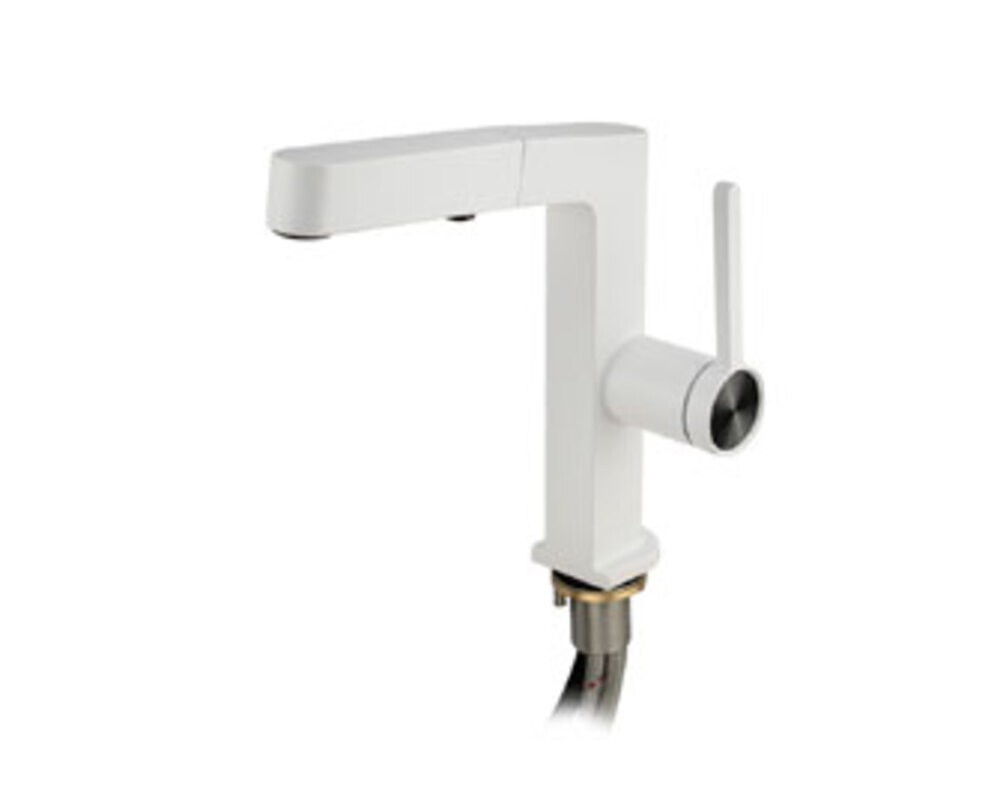 Смеситель кухонный MAGNUS 8233 Г-образный выдвижной, белый