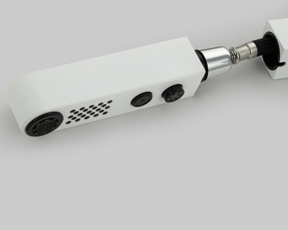 Смеситель кухонный MAGNUS 8233 Г-образный выдвижной, белый