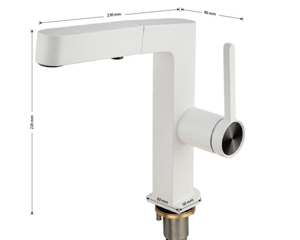 Смеситель кухонный MAGNUS 8233 Г-образный выдвижной, белый