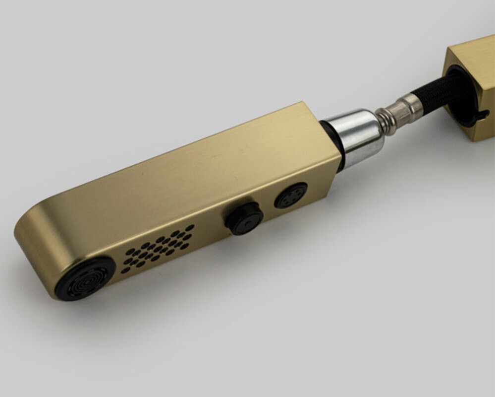 Смеситель кухонный MAGNUS 8232 Г-образный выдвижной, матовое золото