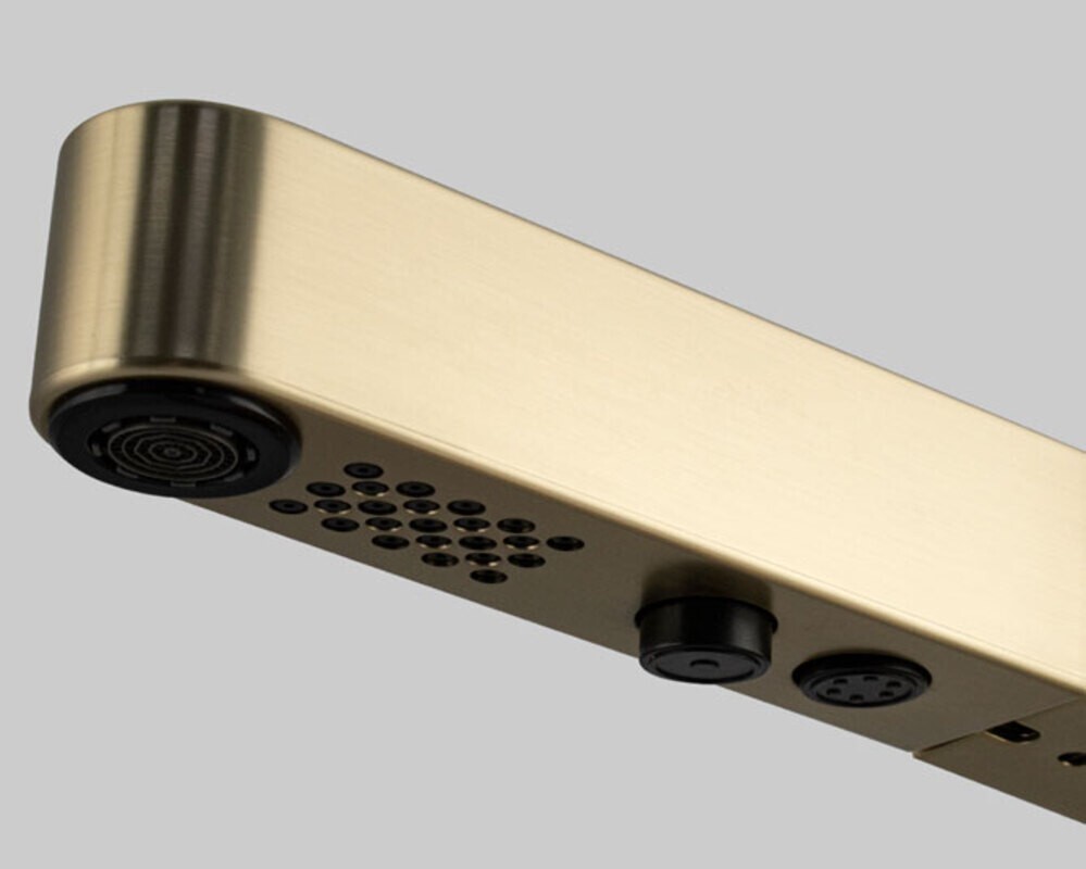 Смеситель кухонный MAGNUS 8232 Г-образный выдвижной, матовое золото