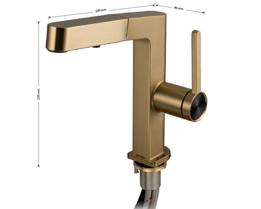 Смеситель кухонный MAGNUS 8232 Г-образный выдвижной, матовое золото